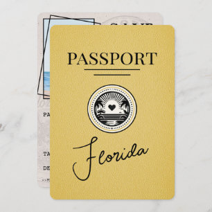 Yellow Florida Passport Save The Date