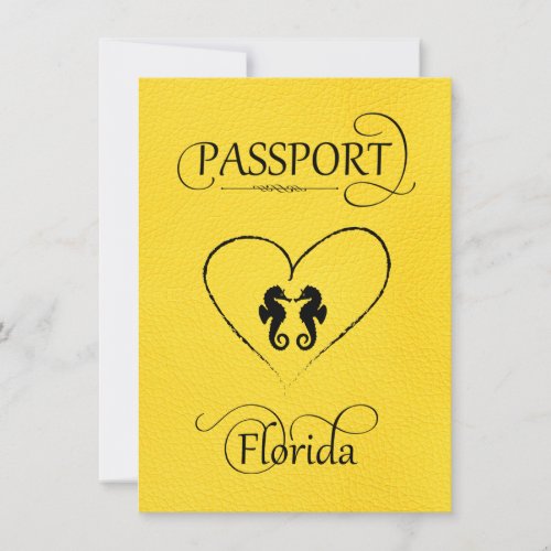 Yellow Florida Passport Save the Date Card