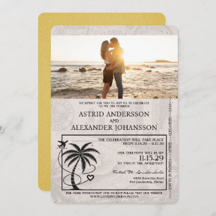 Yellow Florida Passport Wedding Invitation