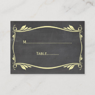 Yellow Flourish Chalkboard Place Card