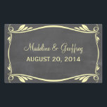 Yellow Flourish Chalkboard Wedding Stickers<br><div class="desc">Elegant and trendy Flourish Chalkboard Wedding Stickers featuring a chalkboard look background and a fancy swirl and leaf art deco border in yellow. Easy to customize,  simply add your wedding details. Click "Customize It" to find more personalization options.</div>