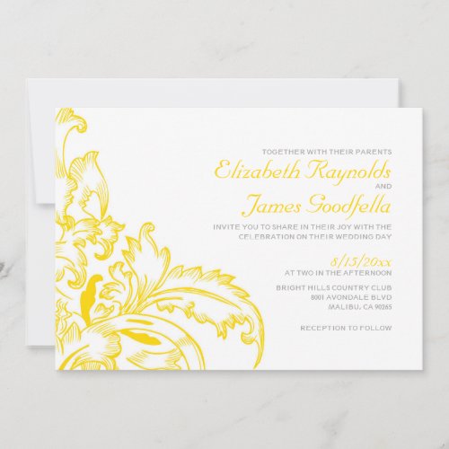 Yellow Flourish Wedding Invitations
