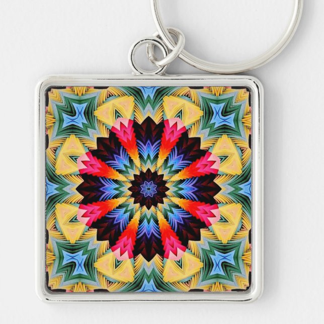 Yellow Flower Abstract Keychain (Front)