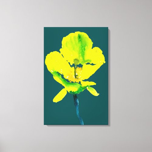 Yellow flower abstract watercolor  canvas print