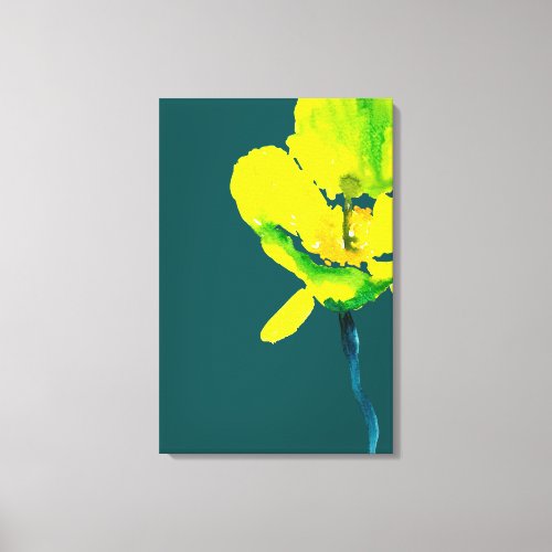 Yellow flower abstract watercolor  canvas print