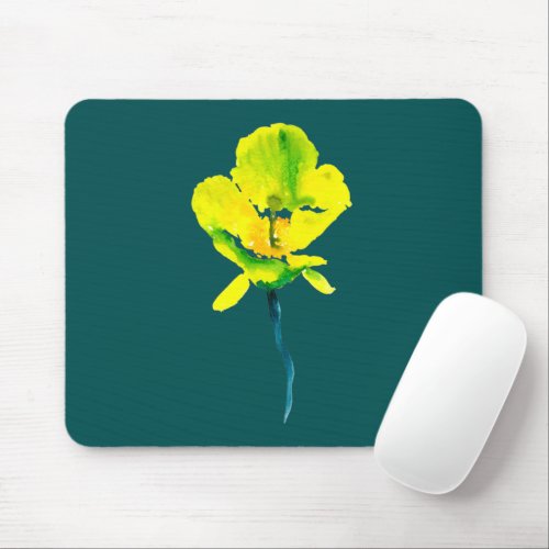 Yellow flower abstract watercolor  mouse pad