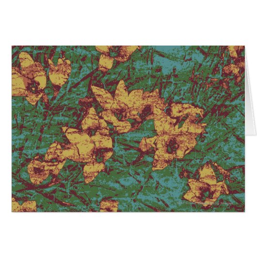 Yellow flower against leaf camouflage pattern 2 cards (Front Horizontal)