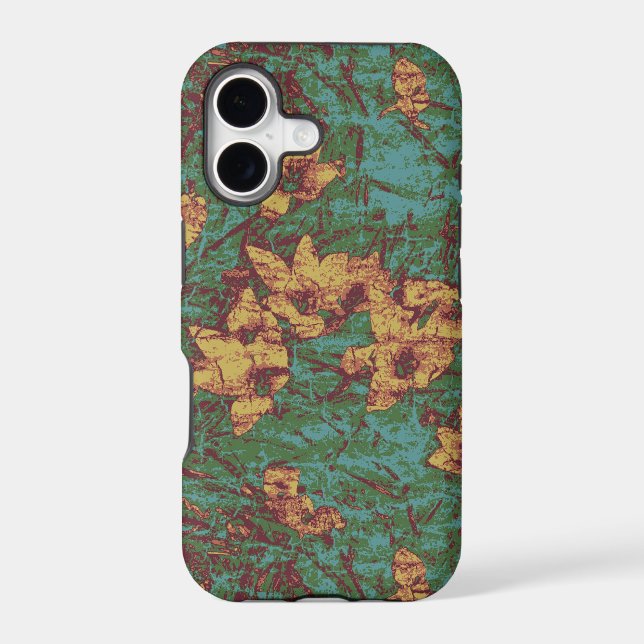 Yellow flower against leaf camouflage pattern 2 iphone case (Back)