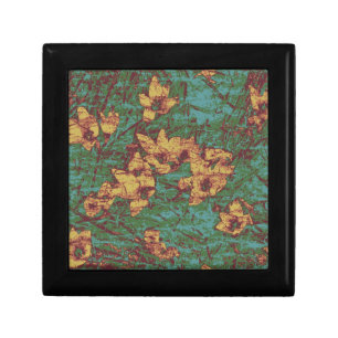 Yellow flower against leaf camouflage pattern 2 keepsake box