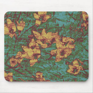 Yellow flower against leaf camouflage pattern 2 mouse pad