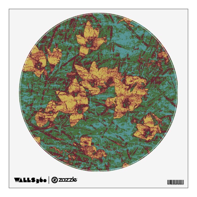 Yellow flower against leaf camouflage pattern 2 wall sticker (Front)