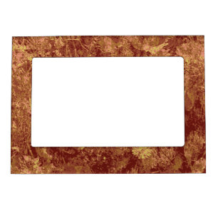 Yellow flower against leaf camouflage pattern magnetic picture frame