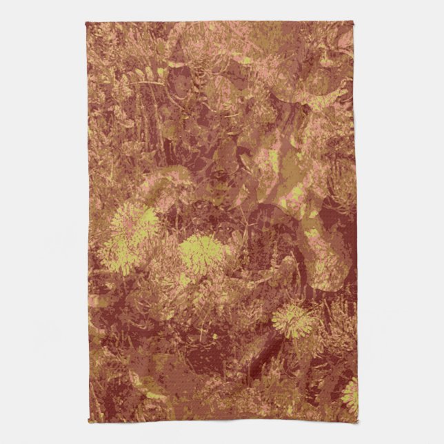 Yellow flower against leaf camouflage pattern towel (Vertical)