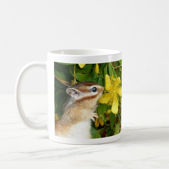 Yellow flower and Chipmunk (4) Coffee Mug (Left)
