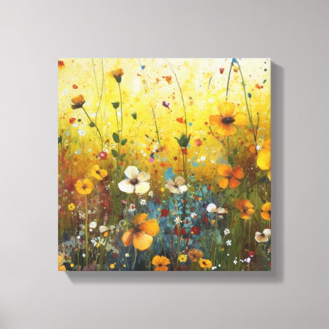 Yellow Flower Art Landscape Design Canvas Print (Front)