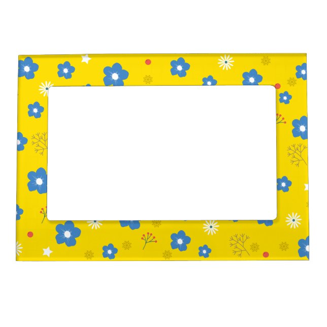 Yellow Flower Art Pattern Aesthetic Flower PNG Tra Magnetic Frame (Front)