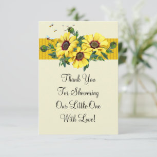 Yellow Flower Bee Thank You Card