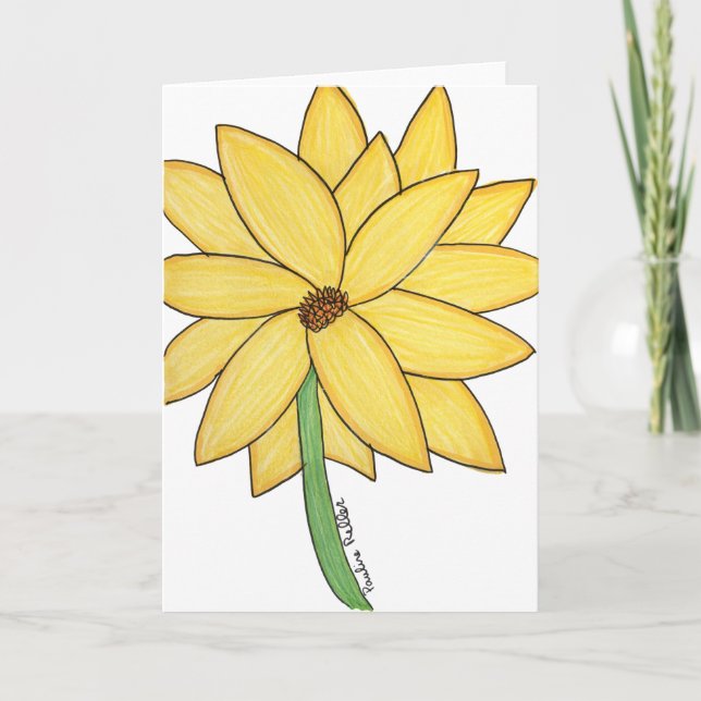 Yellow Flower- Blank Folded Greeting Card (Front)