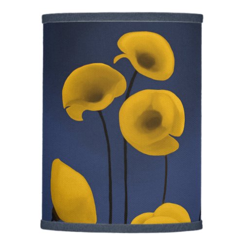 Yellow flower blossom on the navy blue background lamp shade