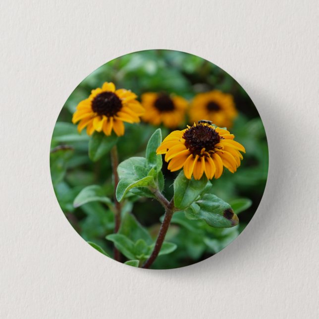 Yellow Flower Blossom Photo Round Badge Button (Front)
