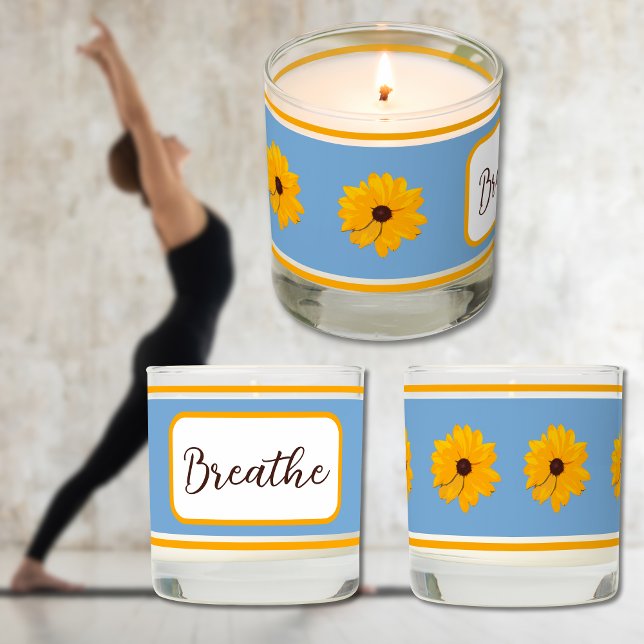 Yellow Flower Blue Background  Scented Candle (Creator Uploaded)