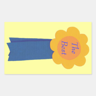 Yellow Flower Blue Ribbon The Best Stickers