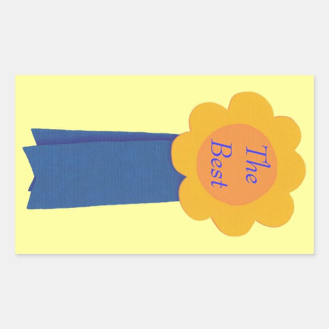 Yellow Flower Blue Ribbon The Best Stickers (Front)