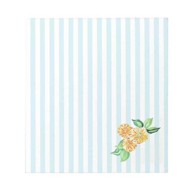 Yellow Flower Blue Stripe Notepad (Front)