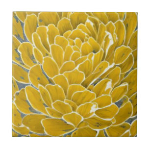 yellow flower botanical ceramic tile