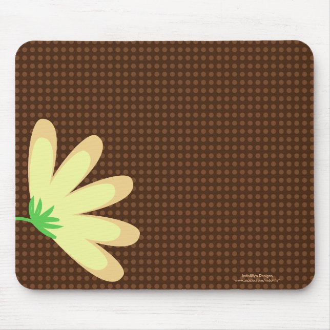 Yellow Flower Brown Dots Mousepad (Front)