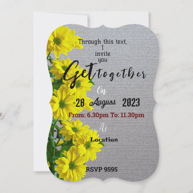 Yellow Flower bunch Invitation (Front)