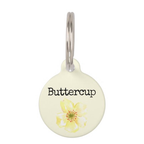 Yellow Flower Buttercup Pet ID Tag