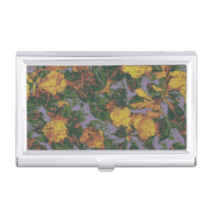 Yellow flower camouflage pattern business card holder