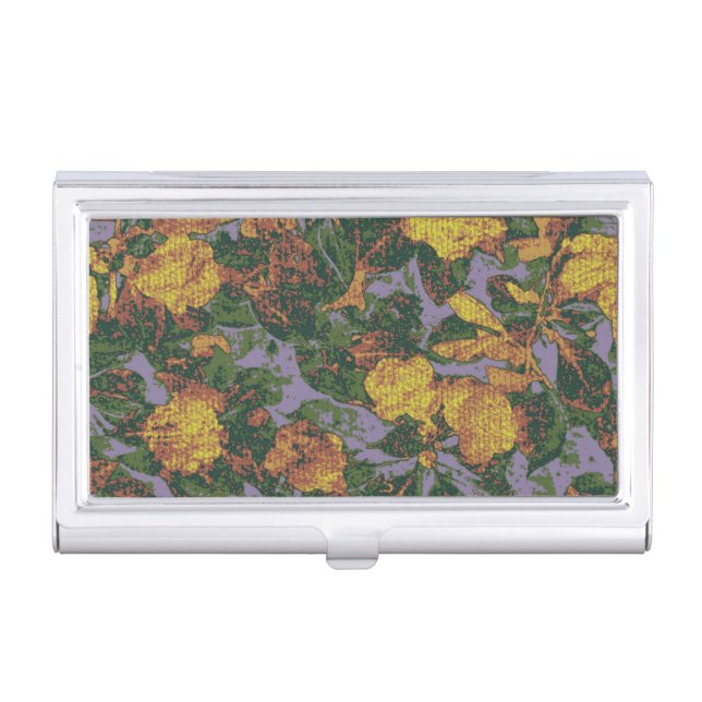 Yellow flower camouflage pattern business card holder (Front)