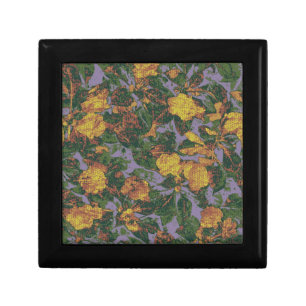 Yellow flower camouflage pattern jewelry box