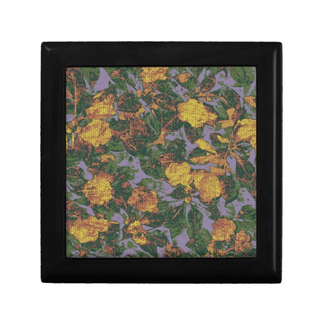 Yellow flower camouflage pattern jewelry box (Front)