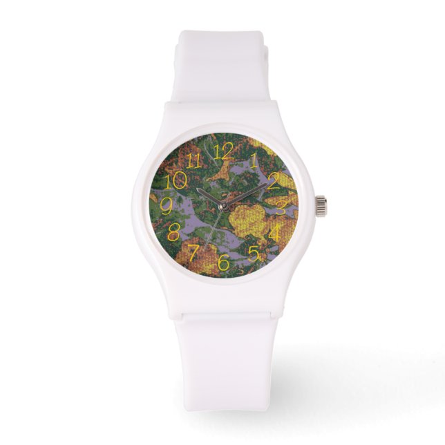 Yellow flower camouflage pattern watch (Front)