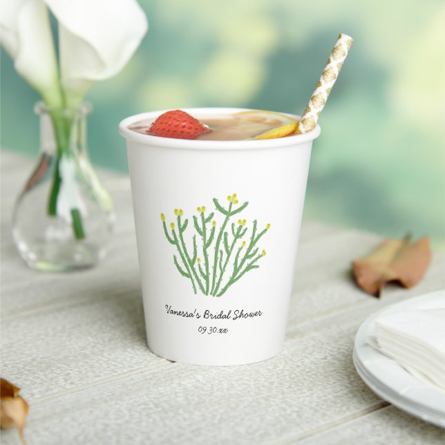 Yellow Flower Cholla Cactus Bridal Shower Paper Cups (Insitu)