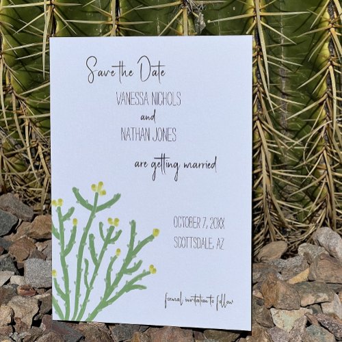 Yellow Flower Cholla Cactus Save The Date Card