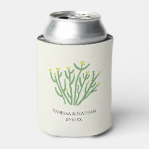 Yellow Flower Cholla Cactus Wedding Favor Can Cooler