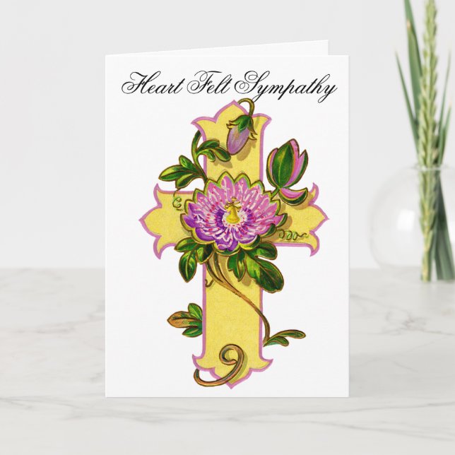 Yellow Flower Cross Sympathy Card 18 (Front)