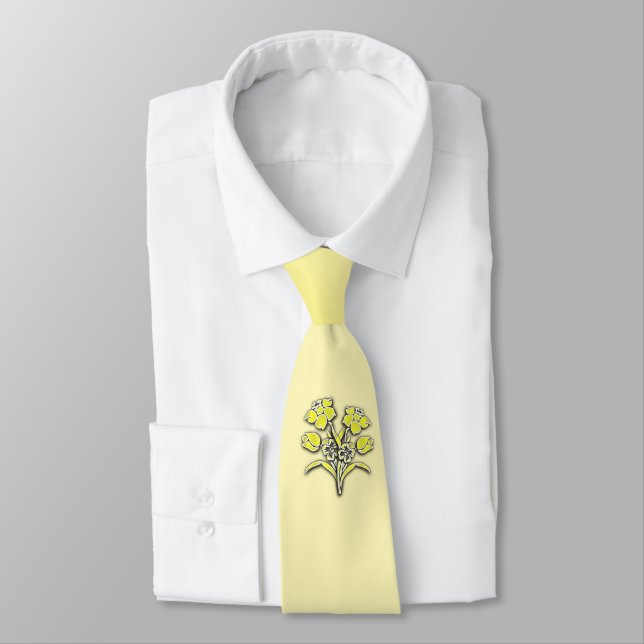 Yellow Flower  Daffodil Neck Tie (Tied)