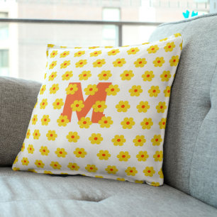 Yellow Flower daisies Bold and Cheerful Floral Throw Pillow