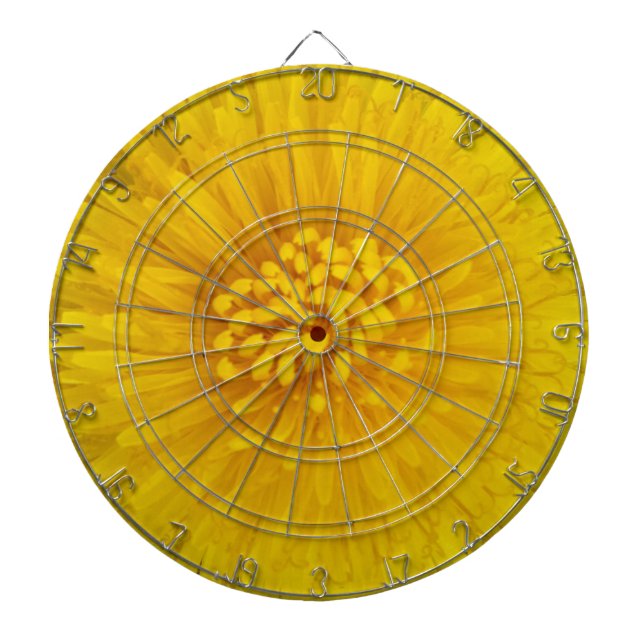 Yellow Flower Dartboard With Darts (Front)
