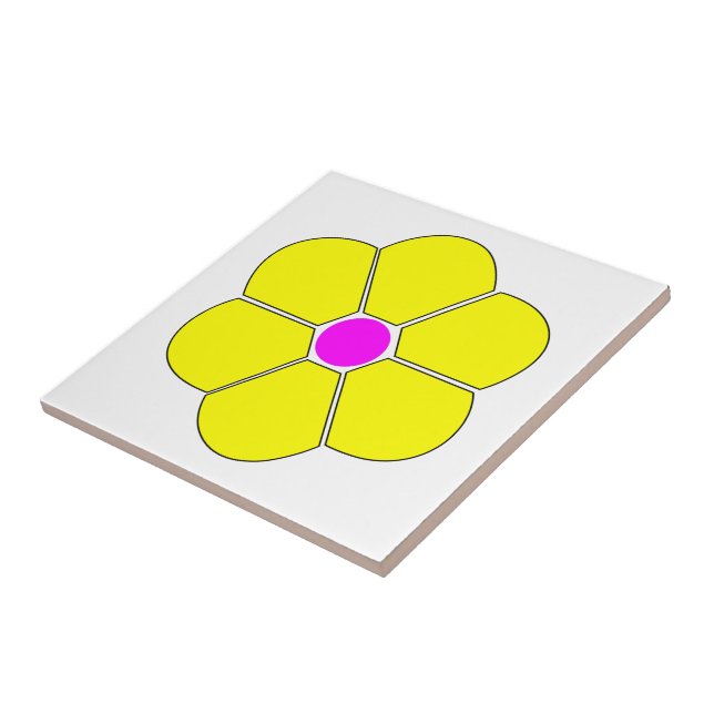Yellow Flower Design Ceramic Tile (Side)