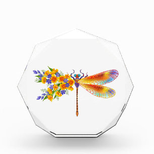 Yellow Flower Dragonfly Acrylic Award