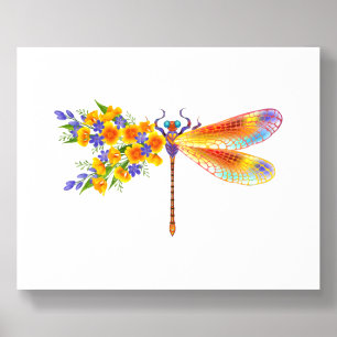 Yellow Flower Dragonfly Acrylic Photo Tile