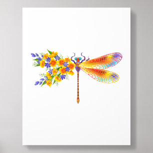 Yellow Flower Dragonfly Acrylic Photo Tile