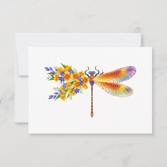 Yellow Flower Dragonfly Announcement (Front)