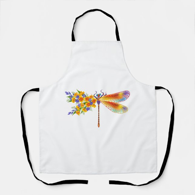 Yellow Flower Dragonfly Apron (Front)